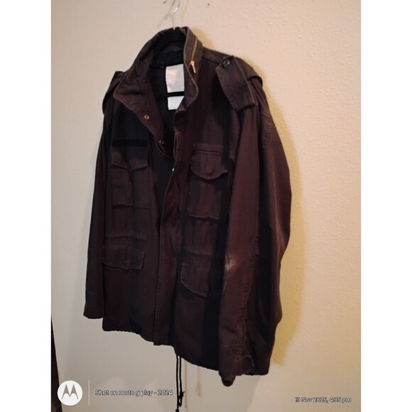 Black Rothco Ultra Force military-style field coat with multiple cargo pockets, - Picture 4 of 7